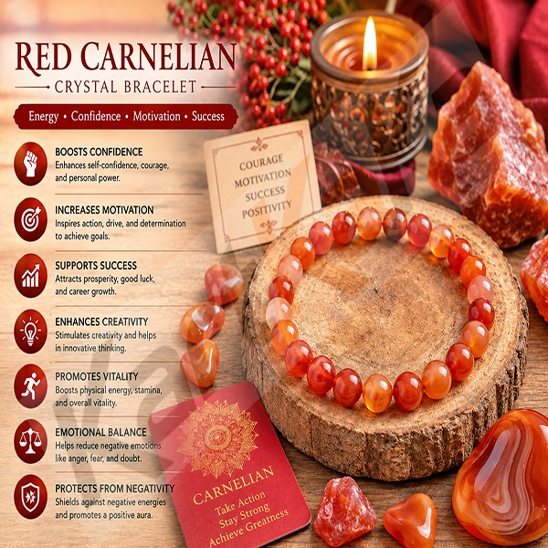 Red Carnelian Crystal Bracelet – 8MM (Grounding & Anchoring)