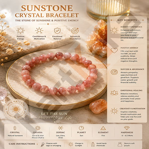 Sunstone Crystal Bracelet – 8MM ( Success)
