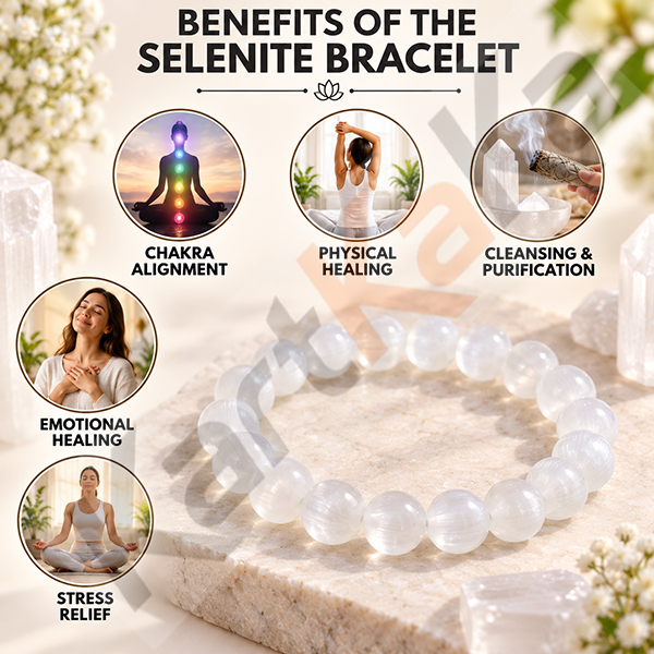 Selenite Crystal Bracelet – 8 MM (Cleansing & Purification)