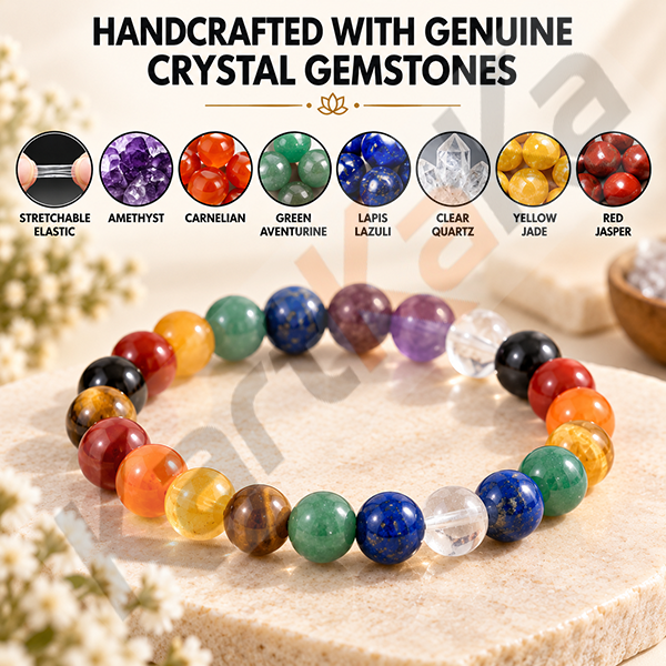 Seven Chakra Crystal Bracelet – 8 MM (Enhanced Meditation & Focus)