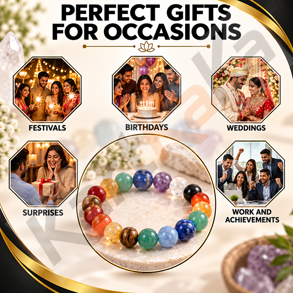 Seven Chakra Crystal Bracelet – 8 MM (Enhanced Meditation & Focus)