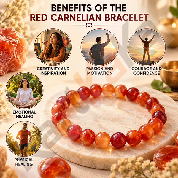Red Carnelian Crystal Bracelet – 8MM (Grounding & Anchoring)