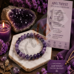 Amethyst Crystal Bracelet – 10 MM (Enhanced Focus & Concentration)