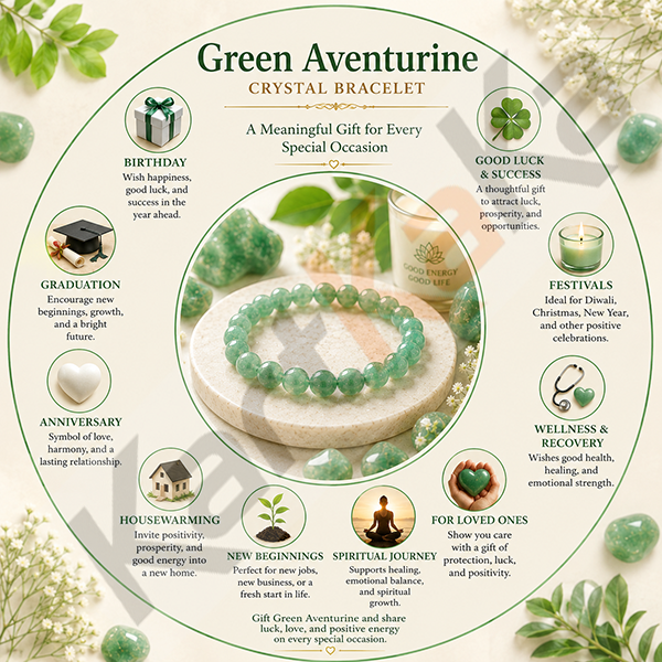Green Aventurine Crystal Bracelet – 8 MM (Luck & Prosperity)