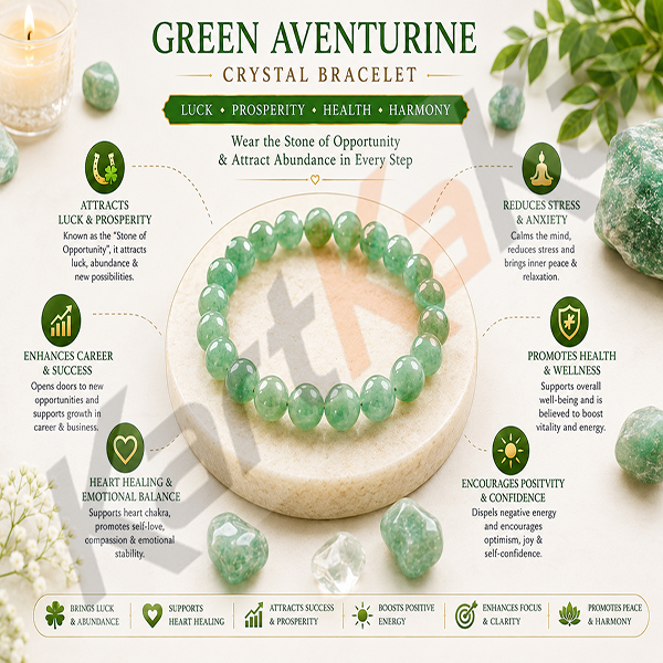 Green Aventurine Crystal Bracelet – 8 MM (Luck & Prosperity)