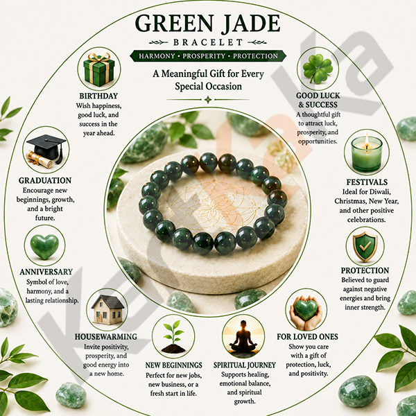 Green Jade Crystal Bracelet – 8 MM (Calming & balancing)