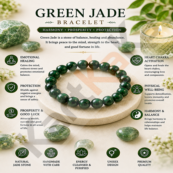 Green Jade Crystal Bracelet – 8 MM (Calming & balancing)