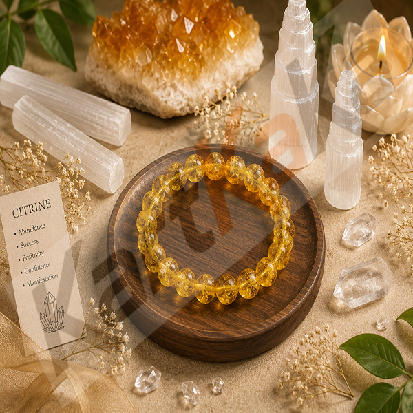 Citrine Crystal Bracelet – 8 MM (Confidence & Self-Esteem)